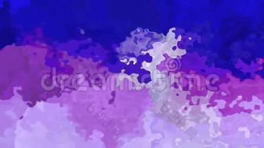 动画彩色背景无缝环视频-水彩花效果-皇家蓝色，紫外线和薰衣草紫色